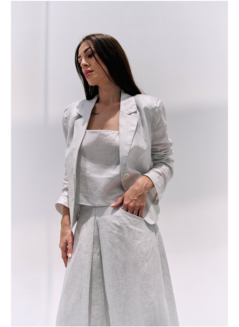 UMAY FASHION EVARA BLAZER | GLOSSY WHITE  - Image 2