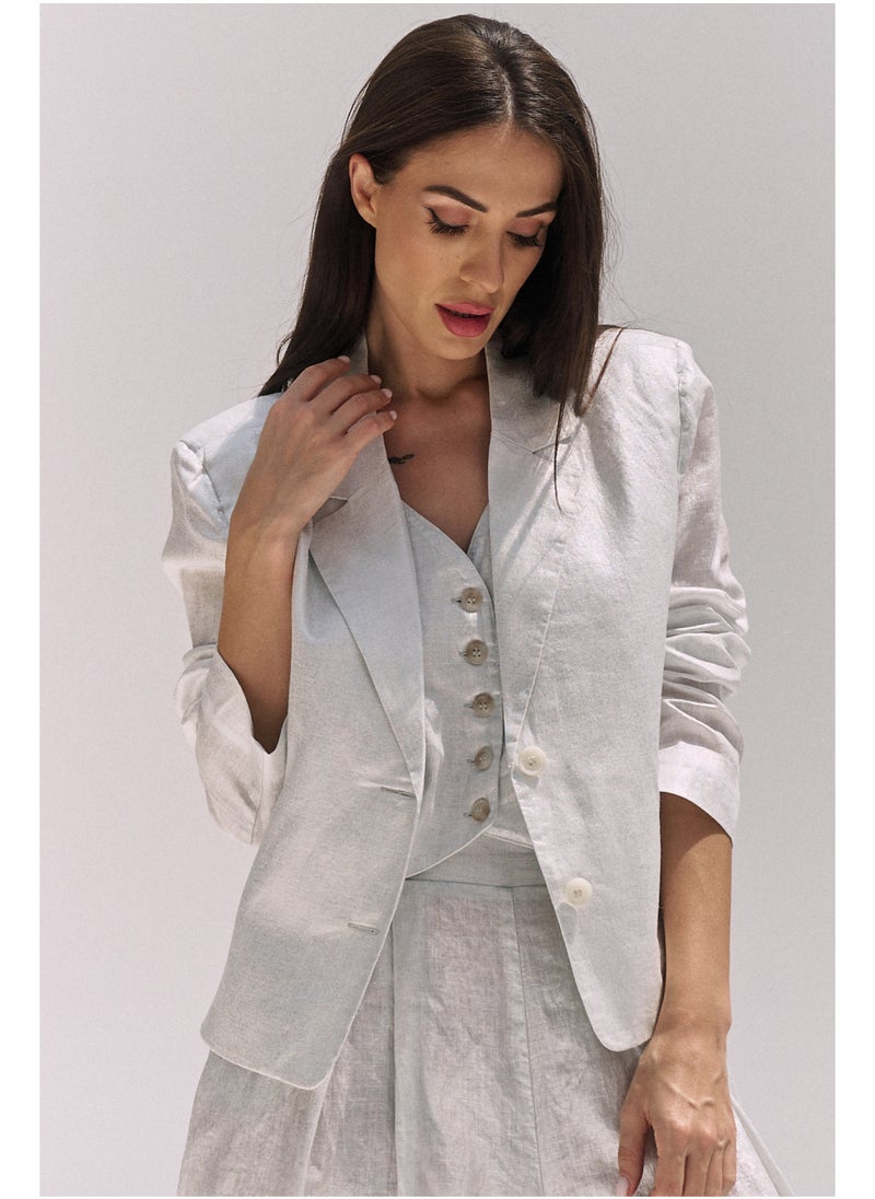 UMAY FASHION EVARA BLAZER | GLOSSY WHITE  - Image 1