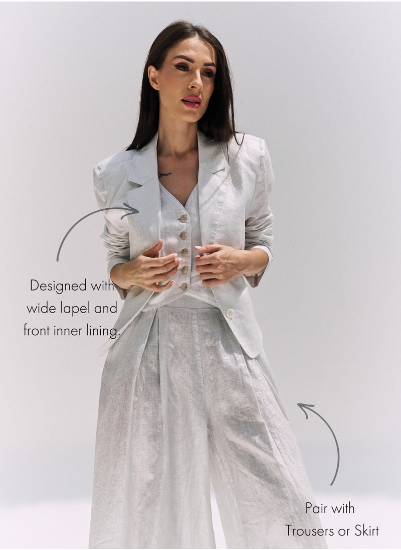 UMAY FASHION EVARA BLAZER | GLOSSY WHITE  - Image 3