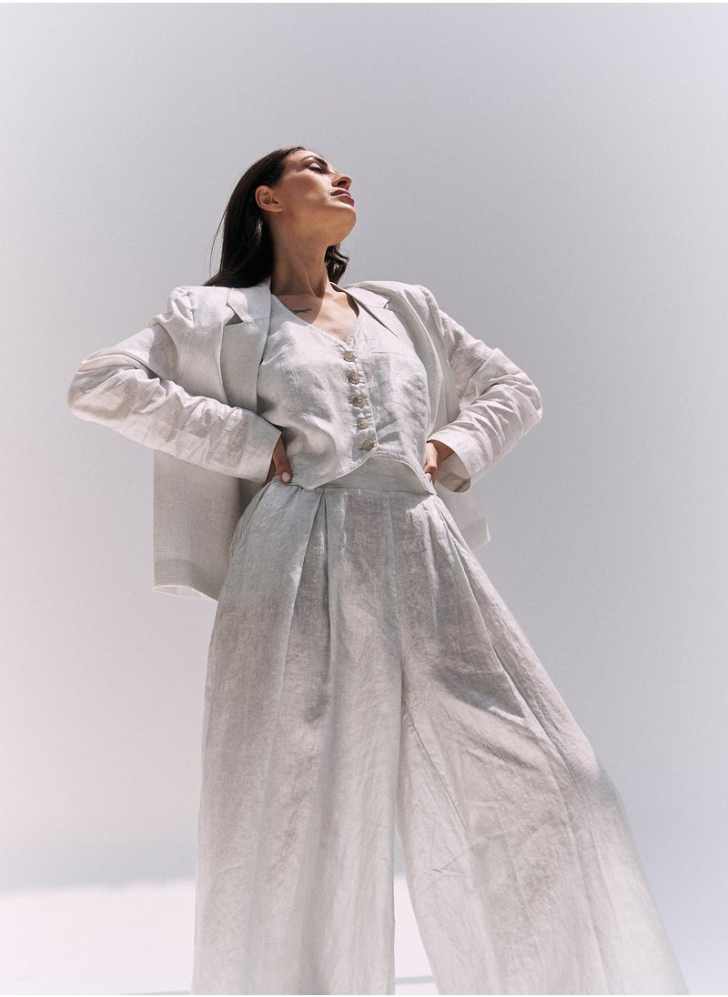 UMAY FASHION EVARA BLAZER | GLOSSY WHITE  - Image 4