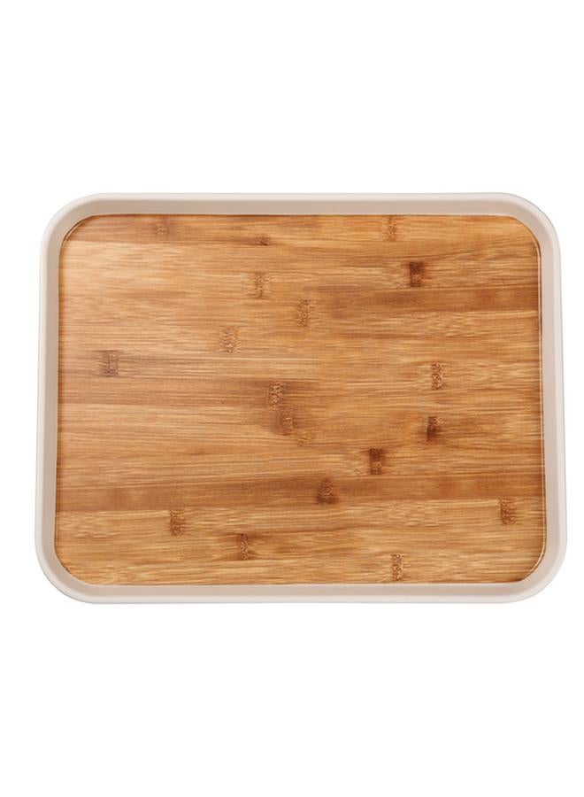 Felli Elegant Durable Rectangular Melamine and Bamboo Serving Tray Brown and White Y1K150029-PH051-F