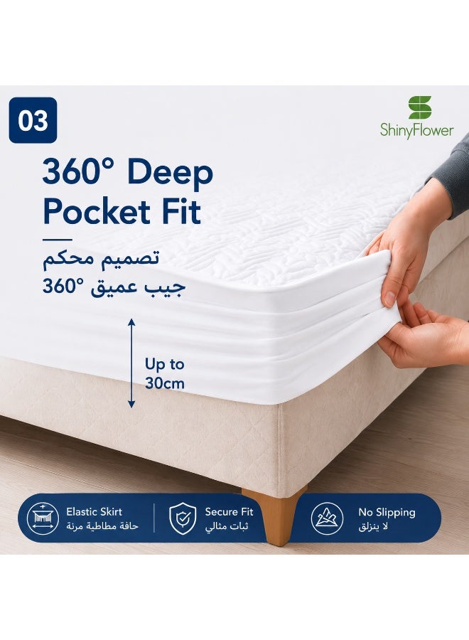 ShinyFlower Waterproof Mattress Protector Fitted Sheet with TPU Layer Quilted Mattress Cover Deep Pocket Bed Sheet Set with Pillowcases - Image 4