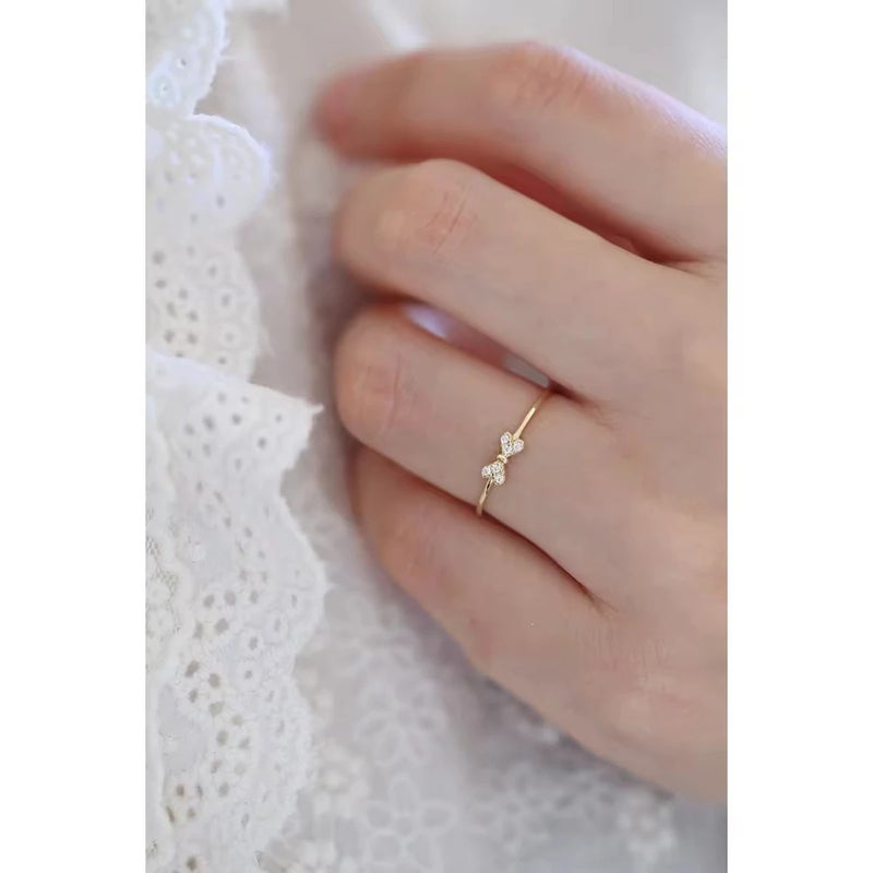 Bluejw 925 Sterling Silver Bow Zircon Ring for Women – 14K Gold Plated Fashion Jewelry Engagement & Wedding Ring, Elegant Cubic Zirconia Statement Rings - Image 3