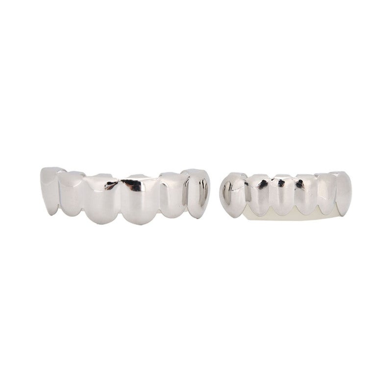 Silver Hip Hop Teeth Accessory - Adjustable Easy To Wear Prop With Safe Brass Electroplating: Fashion Teeth Decoration For Halloween Parties, Music Concerts And Hip Hop Fans - Image 2