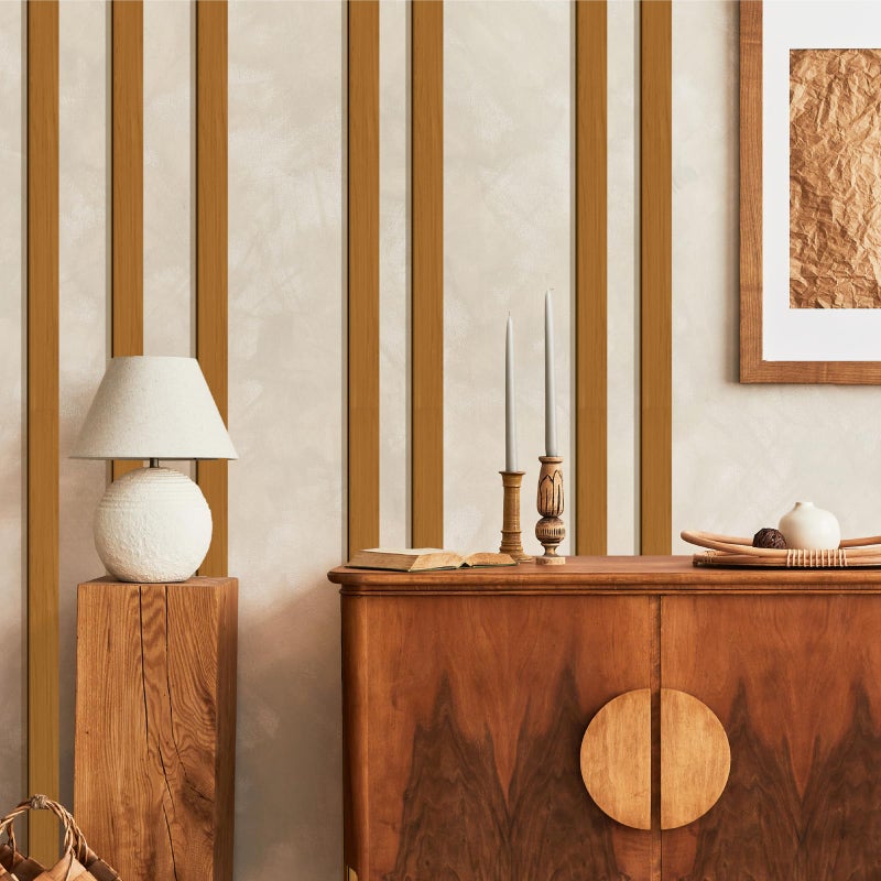 إيزما لوحة جدارية خشبية مخططة من إيسما، ديكور عصري بخطوط بسيطة للجدران، لوحة جدارية لغرفة المعيشة، منحوتات جدارية ريفية مميزة. - Image 1