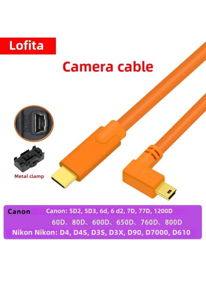Canon 5d3/5d2/6d Camera Computer Type-c Connection Photography Line Single Reflex T-type Data Cable Audio Video Cables-Color:3 M Line [high-speed Transmission + Fixed Clamp] C To 5pin - Image 2