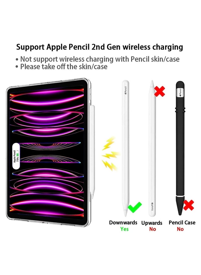 vesus Clear Case for iPad Pro 12.9 2022 2021 2020 6th 5th 4th Generation , Support Apple Pencil 2nd Gen Charging, Soft Slim Lightweight TPU Cover for iPad Pro 12.9 inch - Image 2