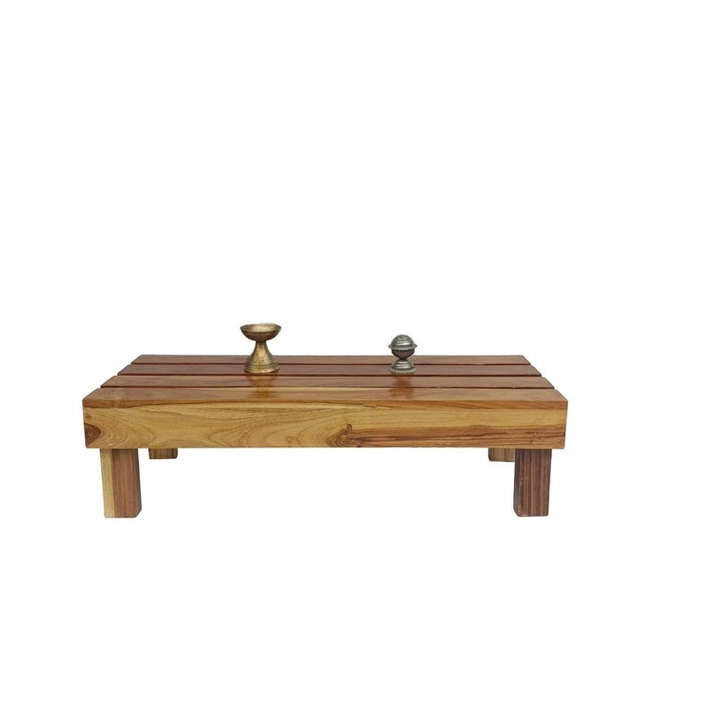 Generic Teakwood Pooja Chowki Patra Bajot Patla Ganesh Chaturthi Bajot Diwali Pooja Chowki GF13 L18 x B8x H6  - Image 1