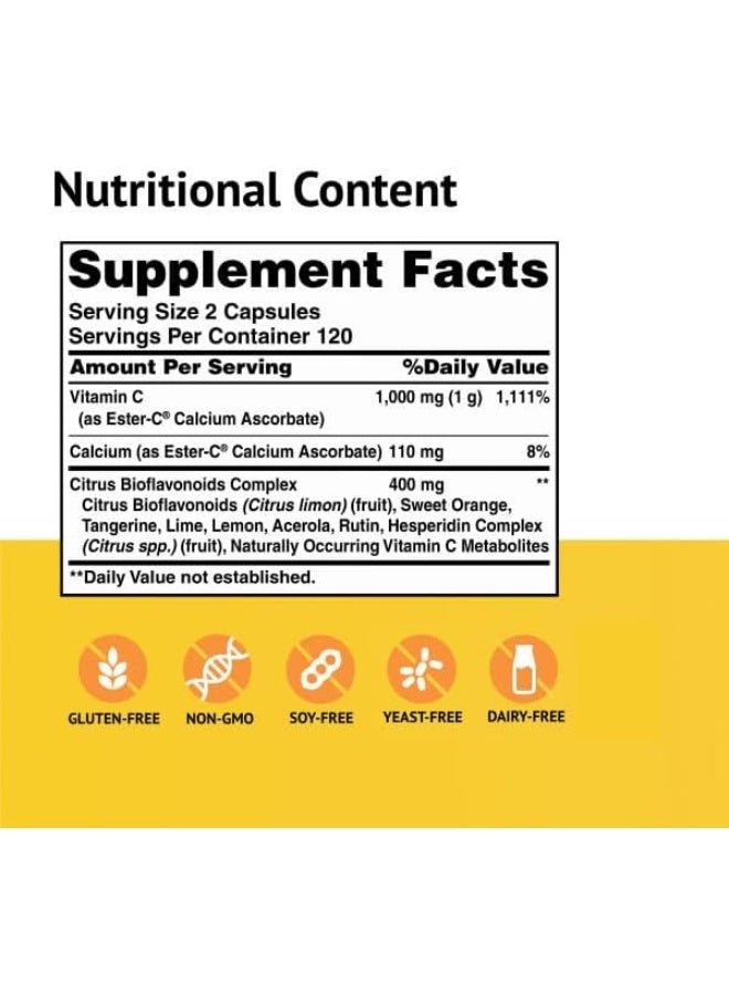 Ester - C Ester-C® 500 mg with Citrus Bioflavonoids Capsules 120 - Image 2