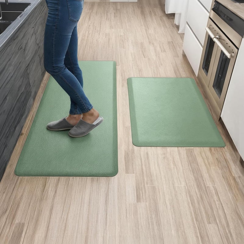 More Decor Anti Fatigue Kitchen Mats for Floor | Padded Kitchen Rugs | Non Slip, Cushioned Standing Desk Mat | Waterproof Floor Mat | 17.3" x 28" x 0.47" & 17.3" x 47.2" x 0.47", Mint Green, 2-Pack | More Décor - Image 1
