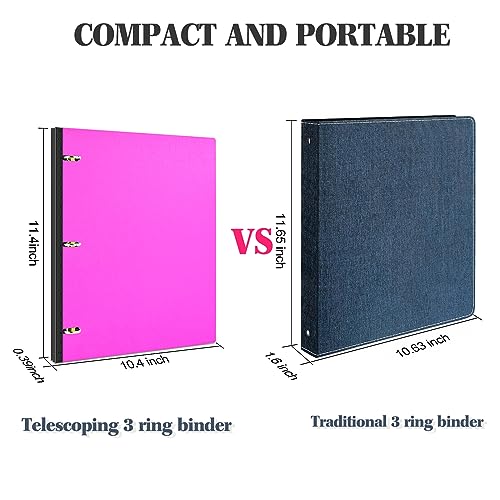 INFUN 1 INCH Telescoping 3 Ring Binder - 4PCS, Portable Plastic Binder with Telescoping Spine ，3 Ring Binders with Foldable Front Cover Holds 8.5" x 11" Paper for School,Office and Homes - Image 4