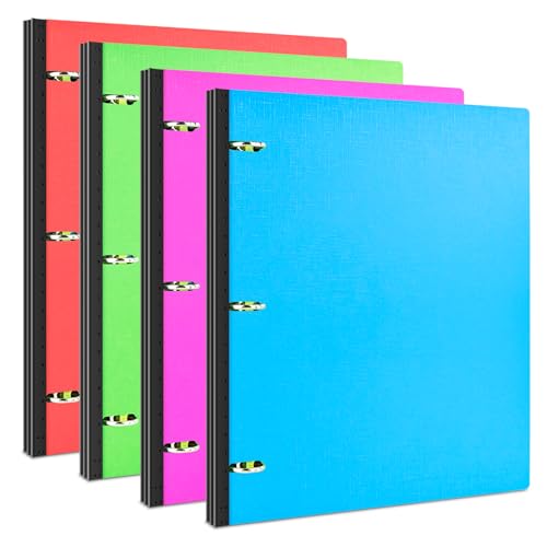 INFUN 1 INCH Telescoping 3 Ring Binder - 4PCS, Portable Plastic Binder with Telescoping Spine ，3 Ring Binders with Foldable Front Cover Holds 8.5" x 11" Paper for School,Office and Homes - Image 1