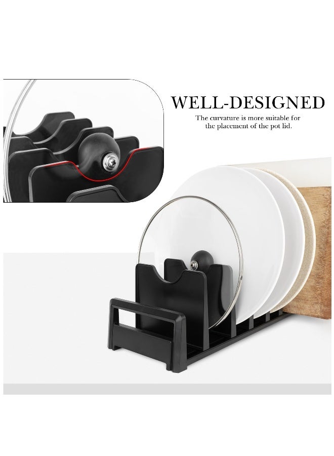 Pot and Pan Organizer, Desktop Pot Lid Holder Pot Organizers Inside Cabinet, Dish Organizer for Cabinet for Kitchen, Black - Image 3