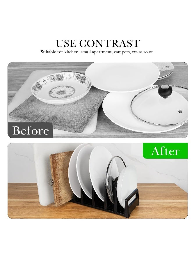 Pot and Pan Organizer, Desktop Pot Lid Holder Pot Organizers Inside Cabinet, Dish Organizer for Cabinet for Kitchen, Black - Image 4