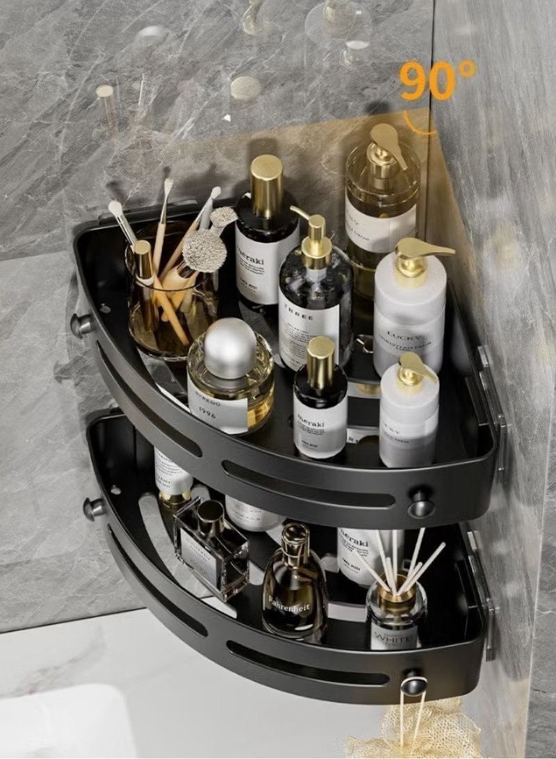 Huitich Punch-Free Wall-Mounted Bathroom Corner Rack – Black Tripod - Image 3
