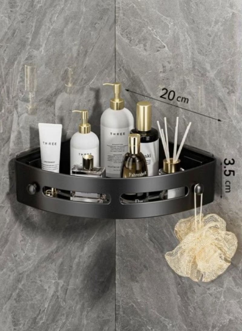 Huitich Punch-Free Wall-Mounted Bathroom Corner Rack – Black Tripod - Image 2