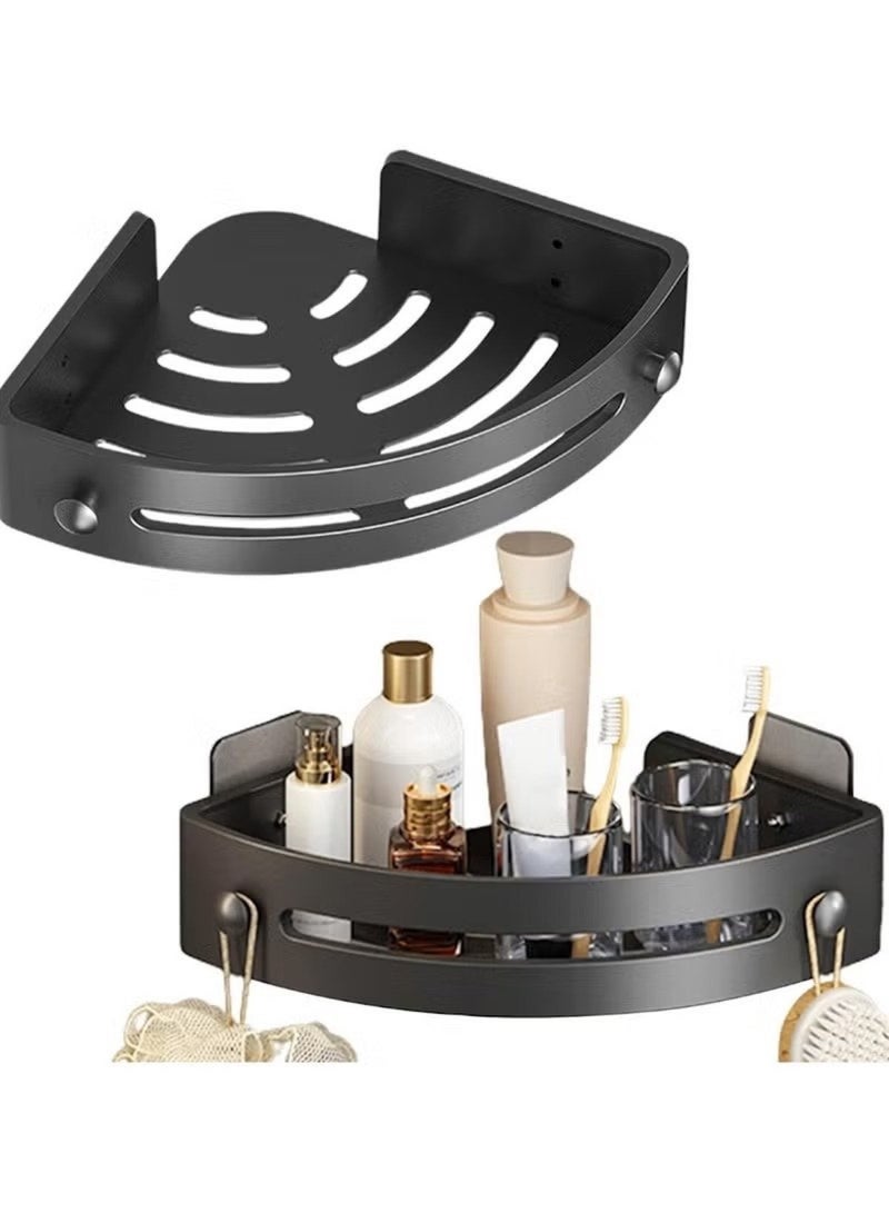 Huitich Punch-Free Wall-Mounted Bathroom Corner Rack – Black Tripod - Image 4