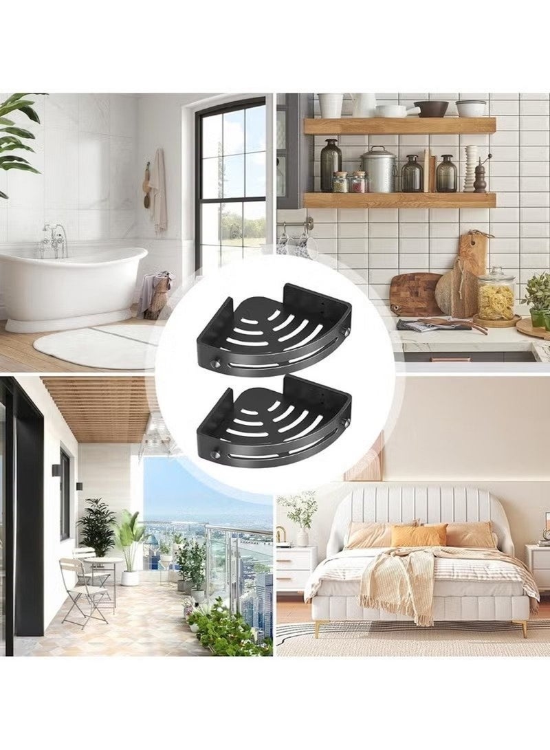 Huitich Punch-Free Wall-Mounted Bathroom Corner Rack – Black Tripod - Image 5
