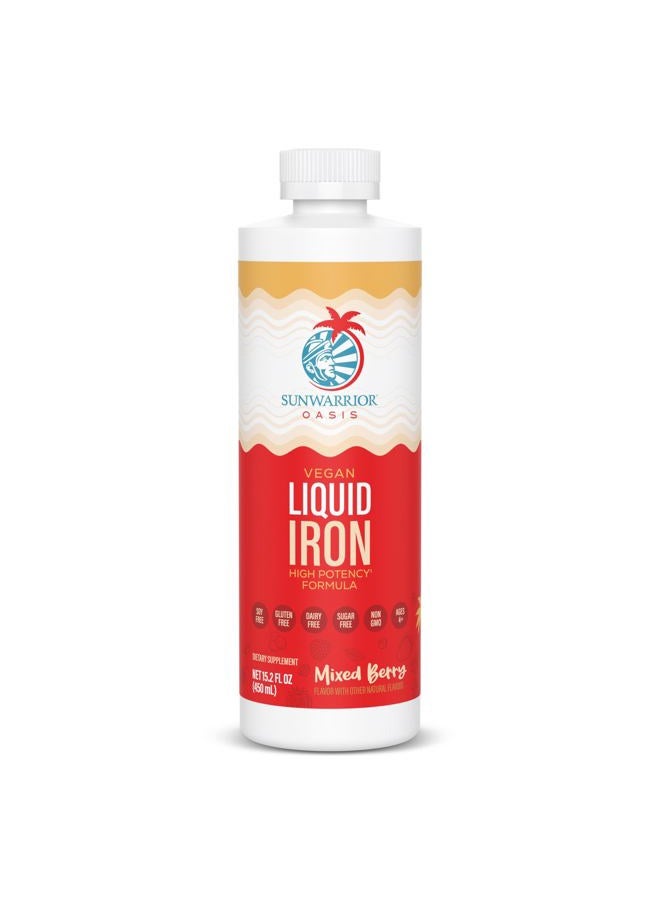 Sunwarrior Liquid Iron Supplement for Women Vegan Iron Fast Absorbing Immune Support & Women's Health Ferrous Bisglycinate Chelate Healthy Blood & Red Cells Stomach-Friendly High Potency 15.2 fl oz Mixed Berry - Image 1