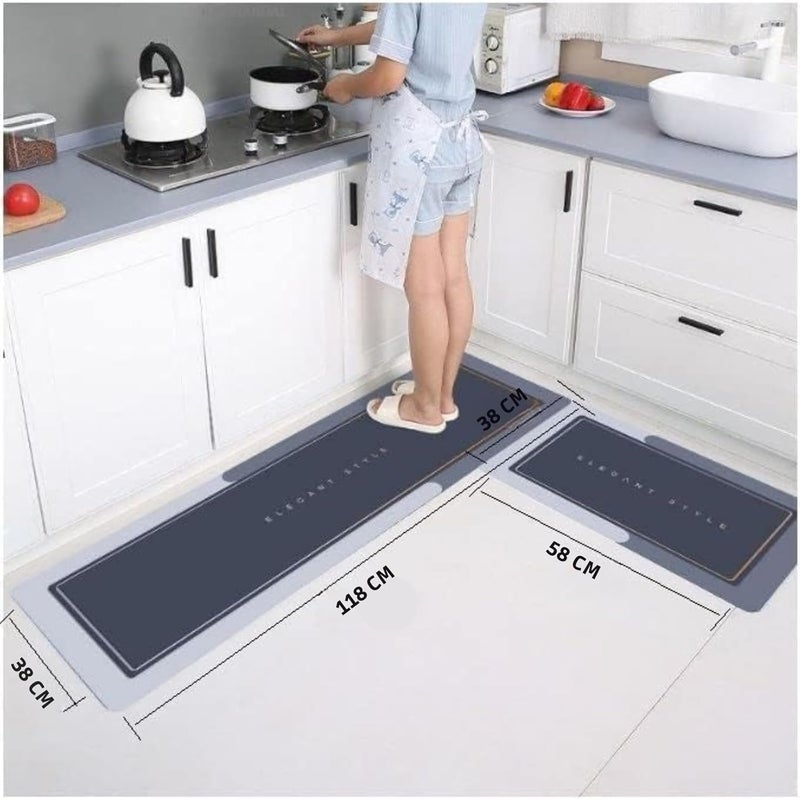 FIgment 2 Pcs Kitchen Mats - Waterproof Memory Foam Standing Desk Floor Mat Non Slip Kitchen Rugs, Comfort Runner Rug Floor Mat Carpets for Kitchen Home Office, Sink & Laundry - Image 2