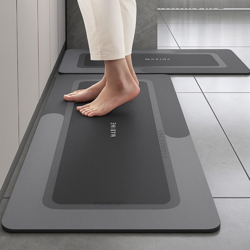 FIgment 2 Pcs Kitchen Mats - Waterproof Memory Foam Standing Desk Floor Mat Non Slip Kitchen Rugs, Comfort Runner Rug Floor Mat Carpets for Kitchen Home Office, Sink & Laundry - Image 1