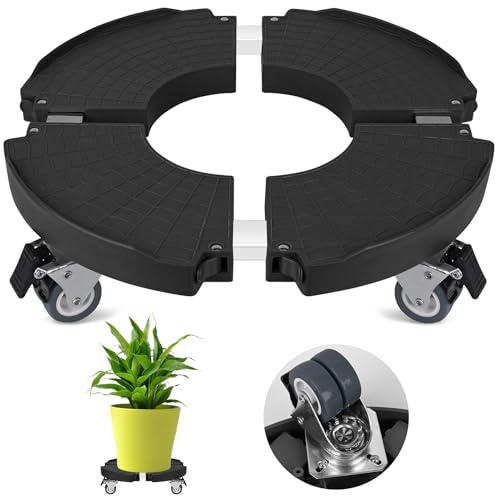 ToLanbbt Plant Caddy Stand with 360° Wheels Adjustable 15-22 Inch Rolling Plant Stand Heavy Duty Large Plant Cart Dolly with Casters 440lbs Capacity for Large Planter, Garden Pot, Flower Pot, Black, 1 Pack - Image 1