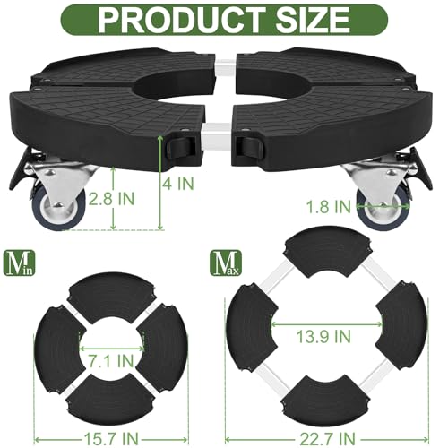 ToLanbbt Plant Caddy Stand with 360° Wheels Adjustable 15-22 Inch Rolling Plant Stand Heavy Duty Large Plant Cart Dolly with Casters 440lbs Capacity for Large Planter, Garden Pot, Flower Pot, Black, 1 Pack - Image 2