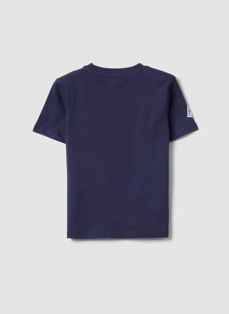 او في اس OVS Blue Pure Cotton Boysâ€™ T-Shirt With Sailing Print
