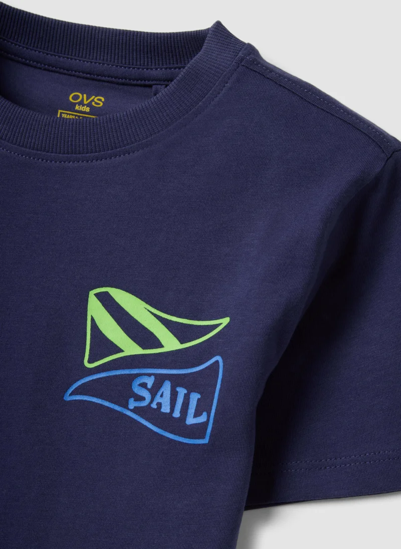 Ovs  OVS Blue Pure Cotton Boysâ€™ T-Shirt With Sailing Print for Men | Best Price UAE