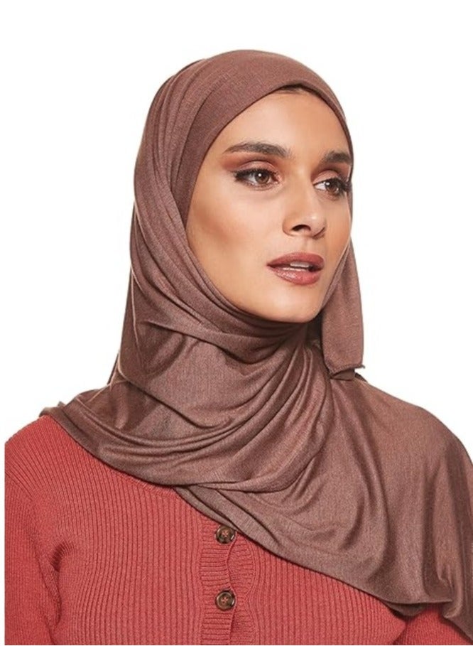 Jersey Stretch Shailah Hijab – Soft Dark Chocolate Islamic Headscarf and Shawl - Image 3