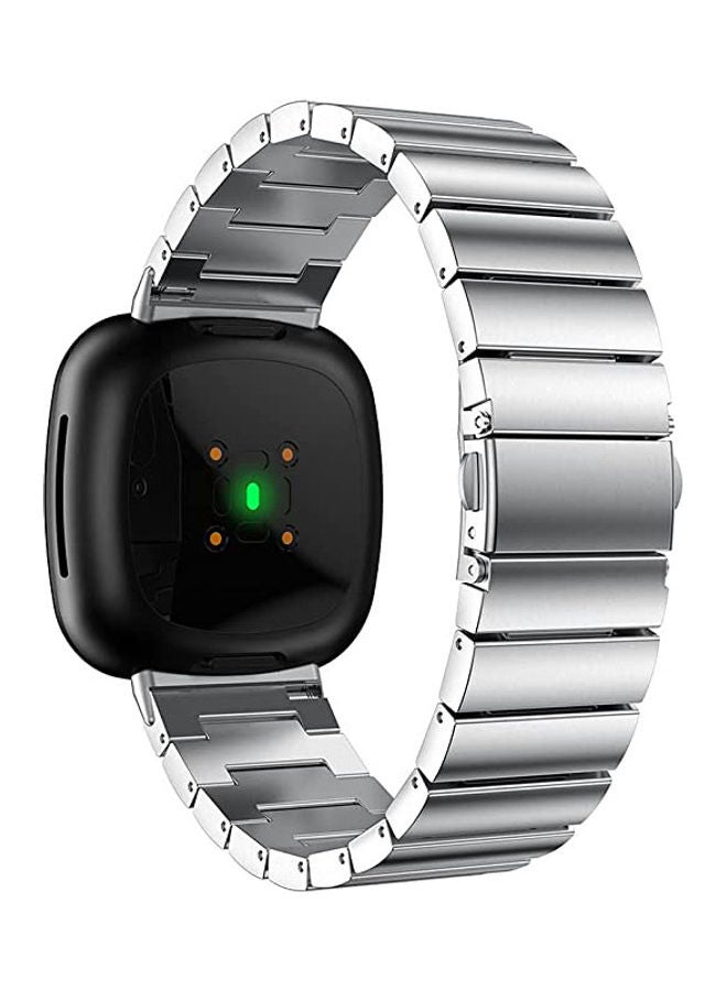 NIBEMINENT Replacement Stainless Steel Band For Fitbit Versa 3/Fitbit Sense Silver - Image 2