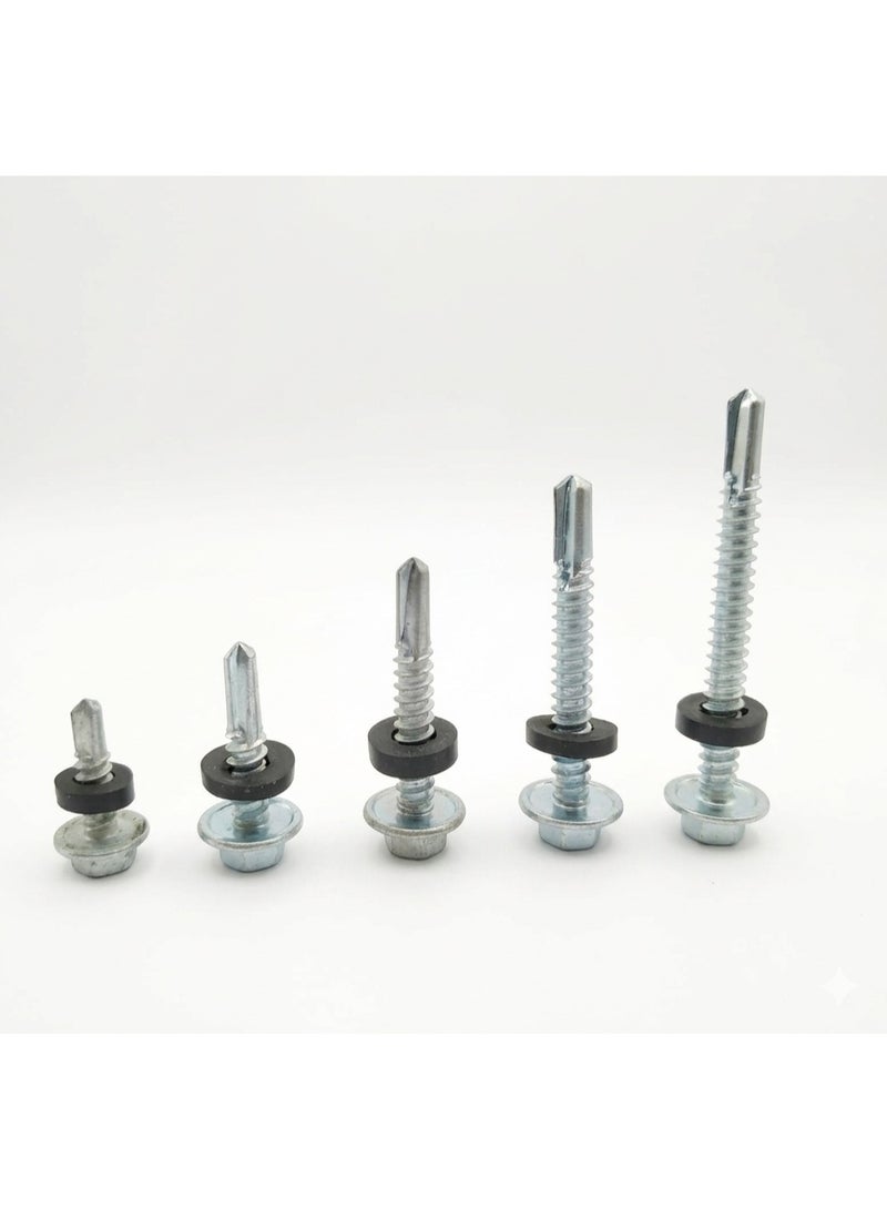 Jupiter SDS Hex Washer Head Stainless Steel Screws (14x1.1/2' inch) Bonded EPDM Washer, Slotted Hex Head Box of 360 pieces - Image 1