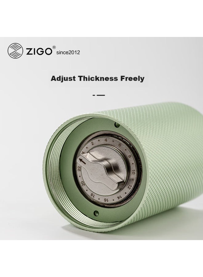 Zigo Hand-crank Coffee Grinder, Portable Cnc 6-blade Home Coffee Bean Grinder , Green - Image 2