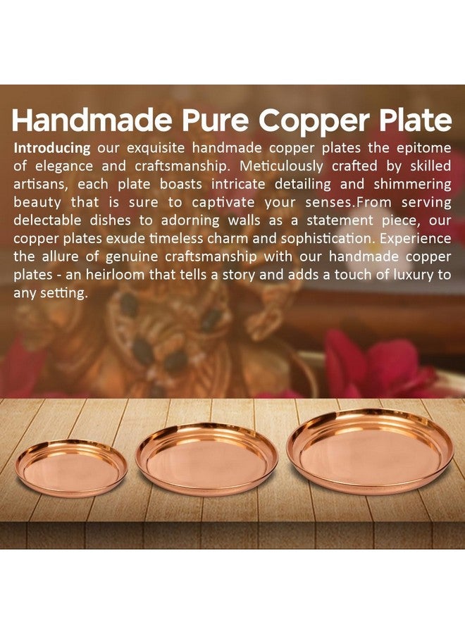 TORPPEZA Pure Indian Traditional Handmade Copper Plain Plate/Thali/for Pooja, Diwali Puja, Navratri, Aarti and Bhog, Fruits, Hawan Samagri and Multipurpose Use (Size - 11inch) - Image 4