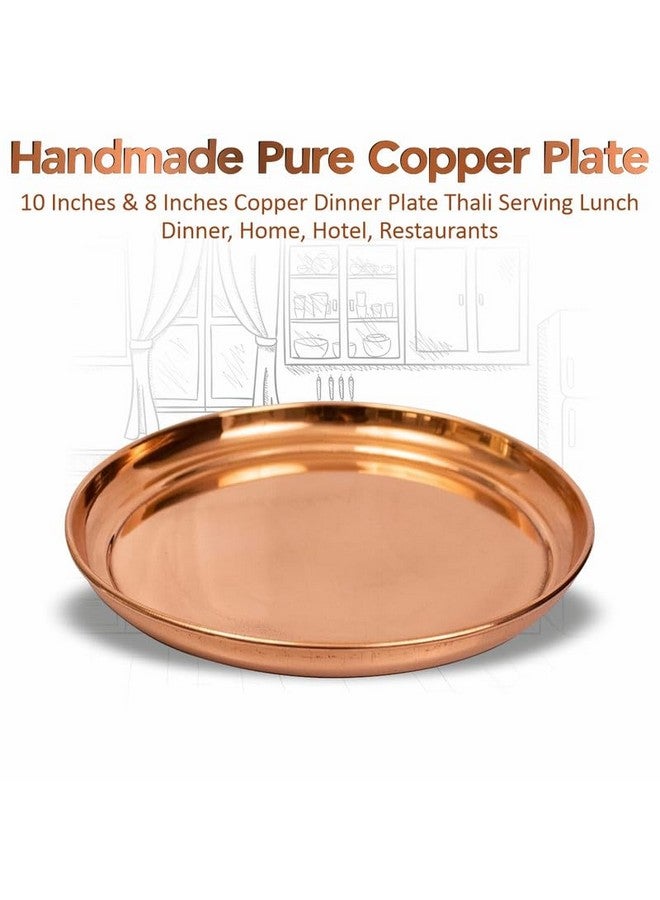 TORPPEZA Pure Indian Traditional Handmade Copper Plain Plate/Thali/for Pooja, Diwali Puja, Navratri, Aarti and Bhog, Fruits, Hawan Samagri and Multipurpose Use (Size - 11inch) - Image 2