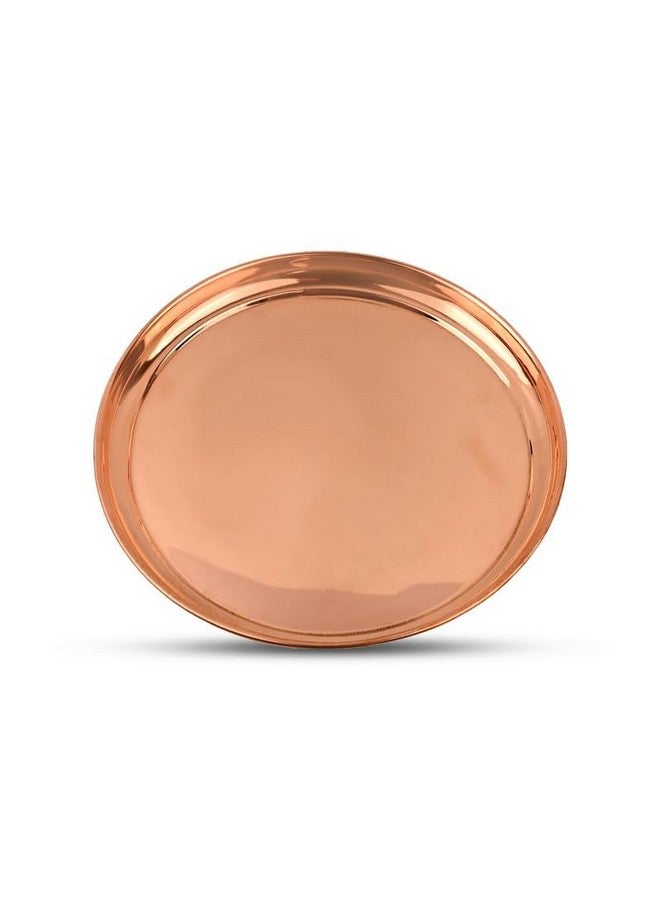 TORPPEZA Pure Indian Traditional Handmade Copper Plain Plate/Thali/for Pooja, Diwali Puja, Navratri, Aarti and Bhog, Fruits, Hawan Samagri and Multipurpose Use (Size - 11inch) - Image 1