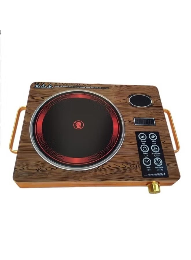 3500W infrared electric hob with digital display, 11 power levels, touch control, suitable for all types of pots and pans, equipped with two heat-insulated handles. - Image 1