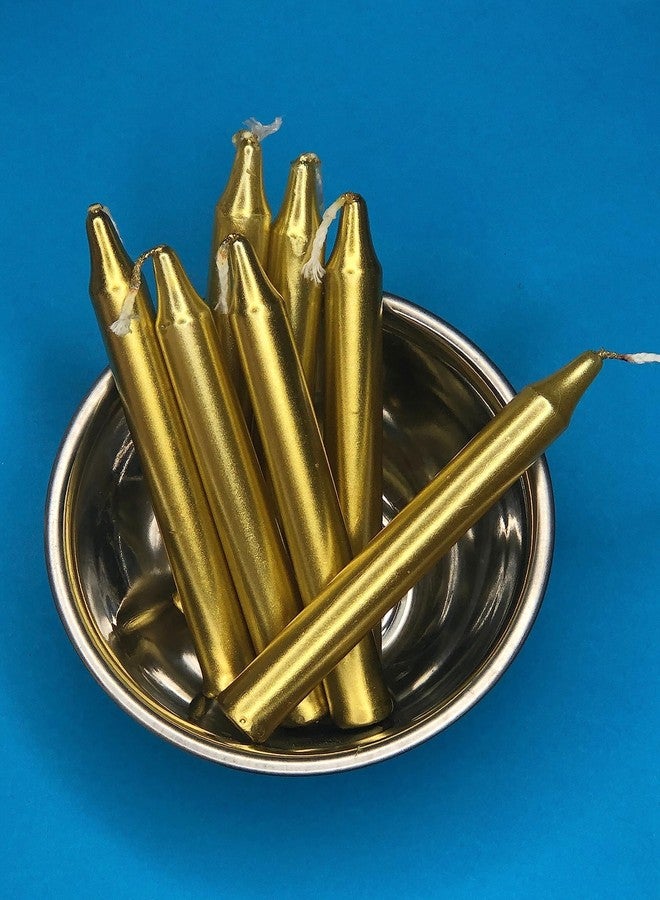 Luces Ritual Candle Pack of 12 Golden Pastel Stick Chime Candles for Diwali X-mas Home Decoration Birthday Valentine Gifts Party Spa Dinner Table - Image 1