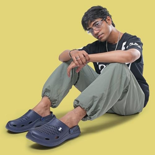SOLETHREADS Clogs Plush | Breathable | Stylish | Slip-on | Anti-Skid | Durable | Casual | Comfortable | Indoor and Outdoor Utility | Premium Slip-On Mules for Men|Ortho|NAVY|UK 6 - Image 2