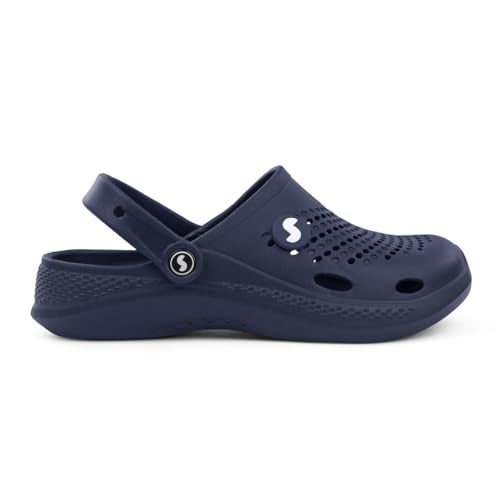 SOLETHREADS Clogs Plush | Breathable | Stylish | Slip-on | Anti-Skid | Durable | Casual | Comfortable | Indoor and Outdoor Utility | Premium Slip-On Mules for Men|Ortho|NAVY|UK 6 - Image 1
