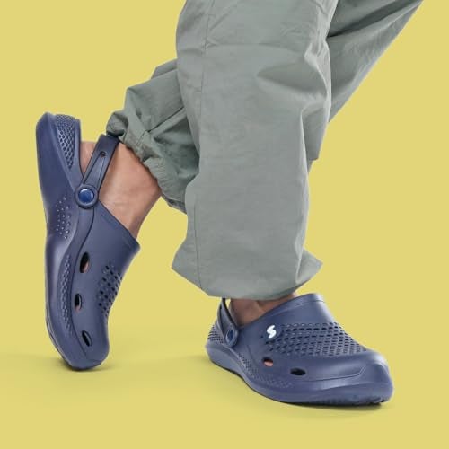 SOLETHREADS Clogs Plush | Breathable | Stylish | Slip-on | Anti-Skid | Durable | Casual | Comfortable | Indoor and Outdoor Utility | Premium Slip-On Mules for Men|Ortho|NAVY|UK 6 - Image 3