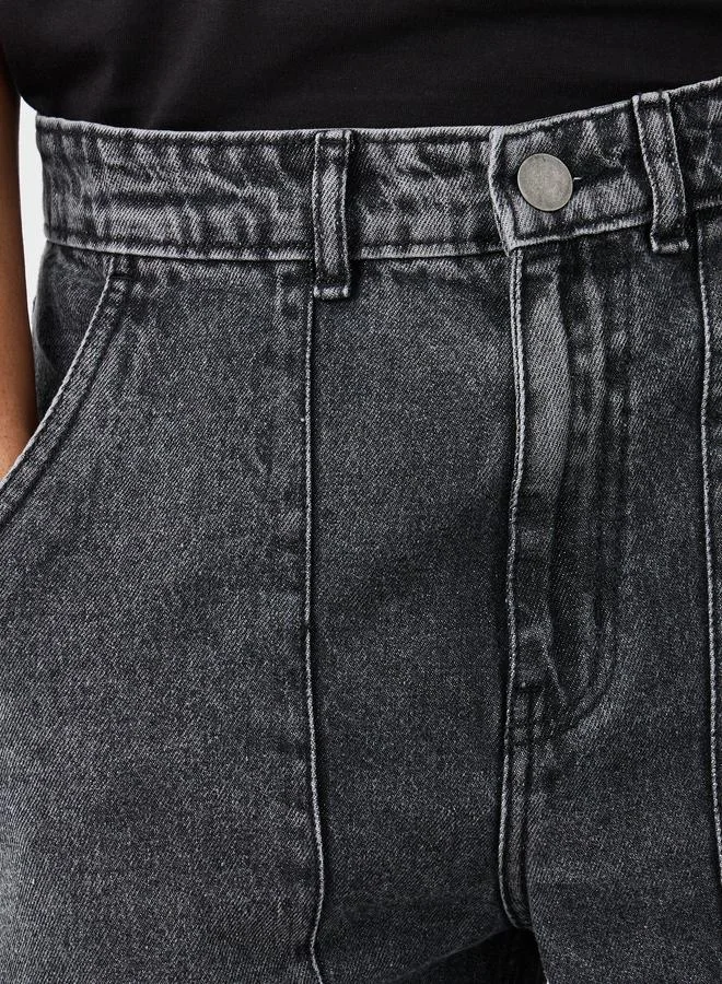 Styli Styli Mid Rise Washed Tapered Fit Jeans
