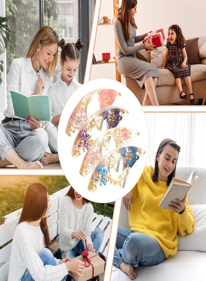 YUXIANLB حامل صفحات الكتب YUXIANLB للقراءة، 4 قطع من فواصل الكتب الشفافة المصنوعة من الراتنج والمزينة بالزهور المجففة، حامل صفحات الكتب للإبهام، ملحقات قراءة لمحبي القراءة، هدايا لمحبي الكتب والأدباء والطلاب والمعلمين - Image 5