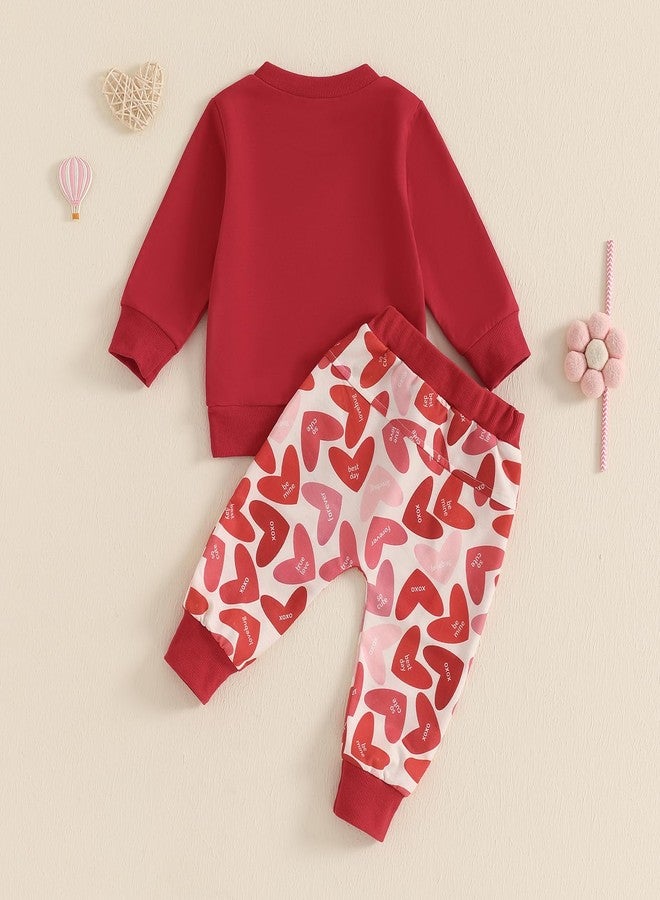 BOIZONTY Baby Girl Valentine Outfits Litttle Valentine Print Sweatshirt Top+ Loves Pants Infant Clothes Set - Image 3