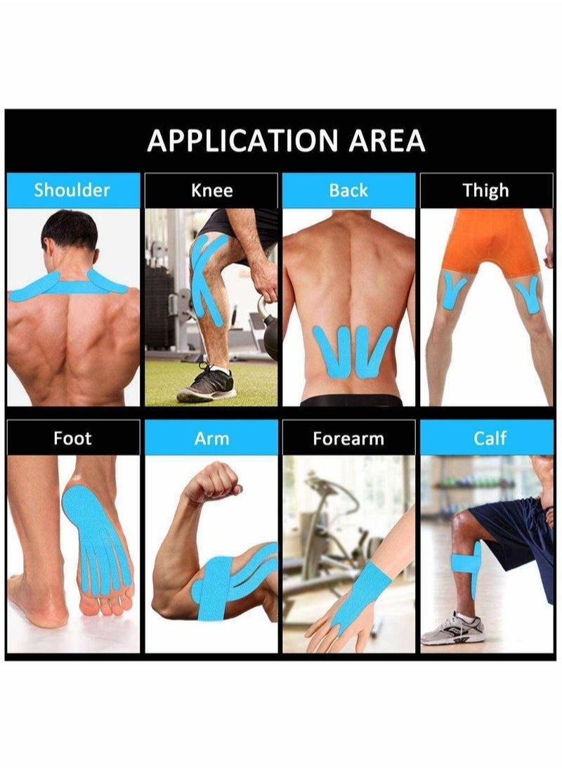 Generic - 4Pack Kinesiology Sports Tape Roll 2 Roll (20pre-cut 25cm Strip) 2 Roll (5cm 5m) Muscle Tape Suitable for Elbow Waist Knee Shoulder - Image 1