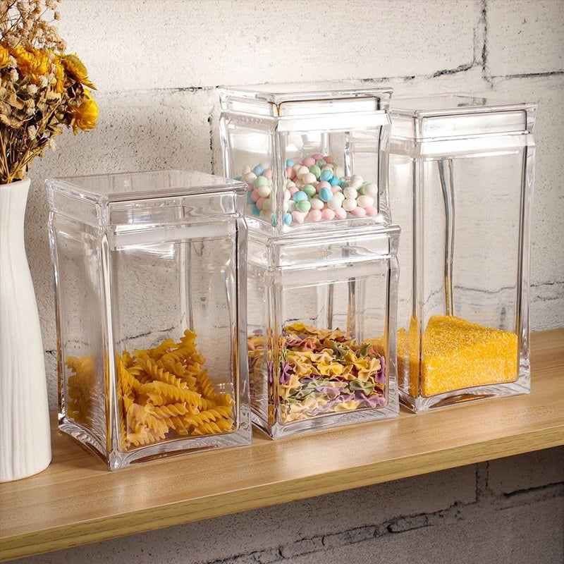 HOMEAWARE Crystal 1500 ml Square Acrylic Airtight Jar Large Storage And Sevring Canister for Cookies Muffins NutsDates Durable BPAFree Kitchen EssentialGifting - Image 4