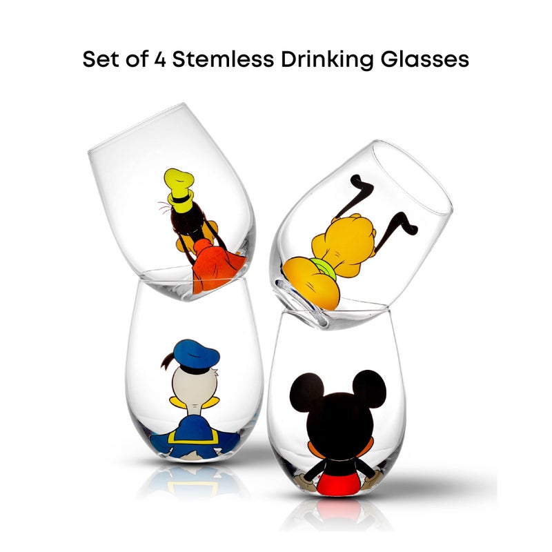 JoyJolt Disney Mickey Mouse Squad Collection Tumblers. 15oz Stemless Wine Glasses Set of 4 Stemless Drinking Glasses. Disney Gifts Stuff, Disney Wine Glass Mickey Mouse Cup Set - Image 3