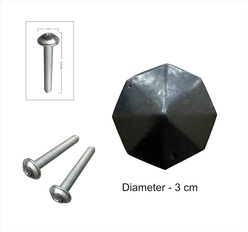 Two Moustaches Two Moustaches Handmade Octet Design Drawer Pull Wardrobe Cabinet Knobs Pack of 6 Black - Image 5
