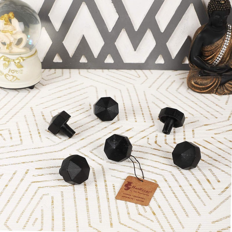 Two Moustaches Two Moustaches Handmade Octet Design Drawer Pull Wardrobe Cabinet Knobs Pack of 6 Black - Image 4