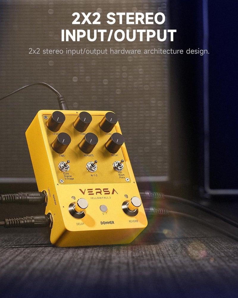 Donner Yellow Fall Ⅱ-Versa 3 Delay 3 Reverb Pedal Combo for Electric Guitar - Image 4